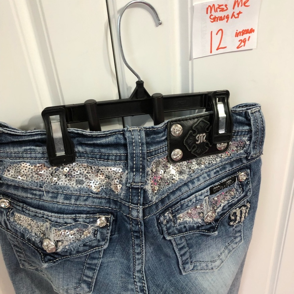 Miss Me straight leg jeans size 12 with bling girl - Picture 3 of 3